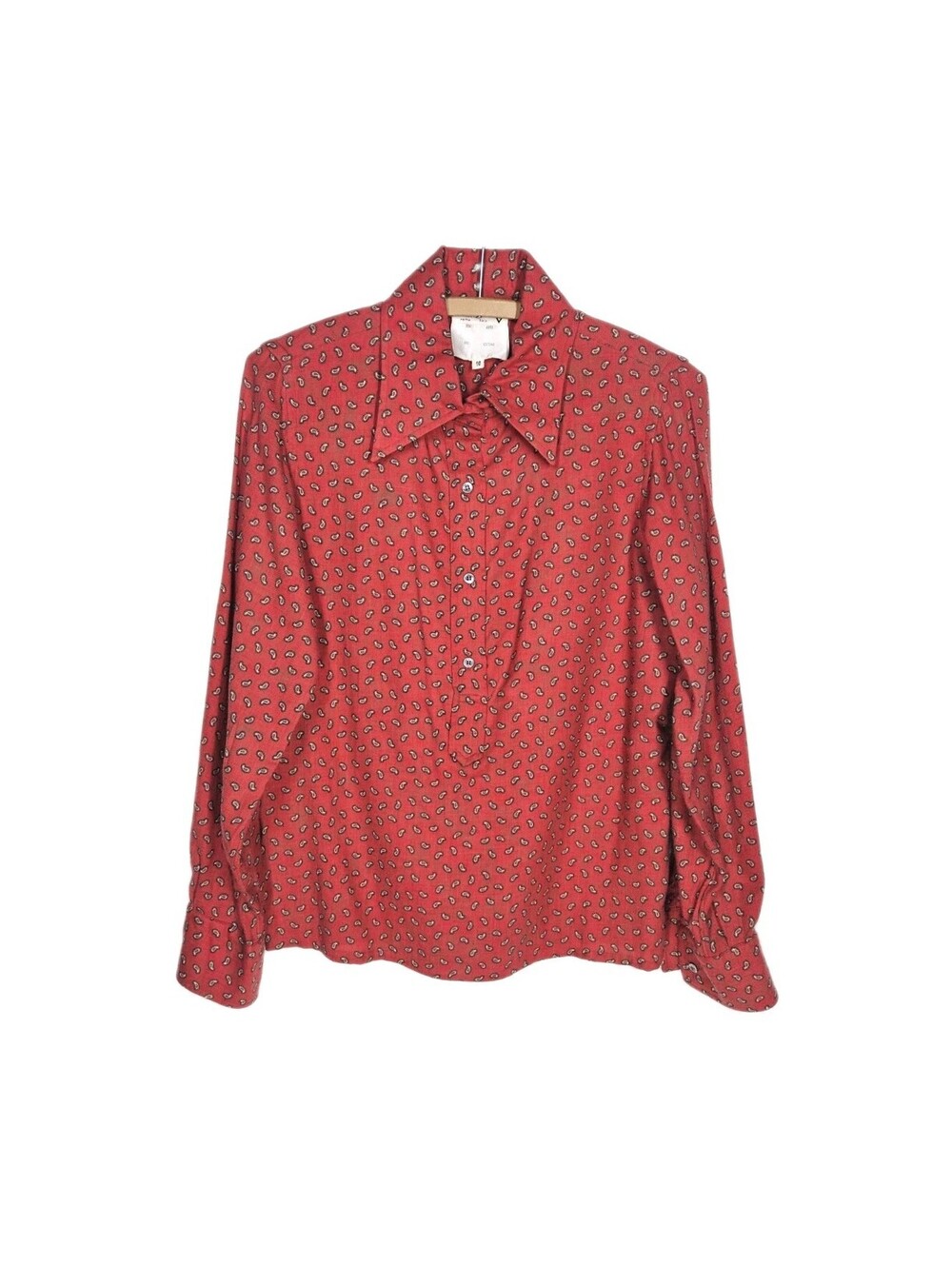 Vintage 1970s VALENTINO Paisley Shirt Collar Women Small 10 Wool Cotton Italy